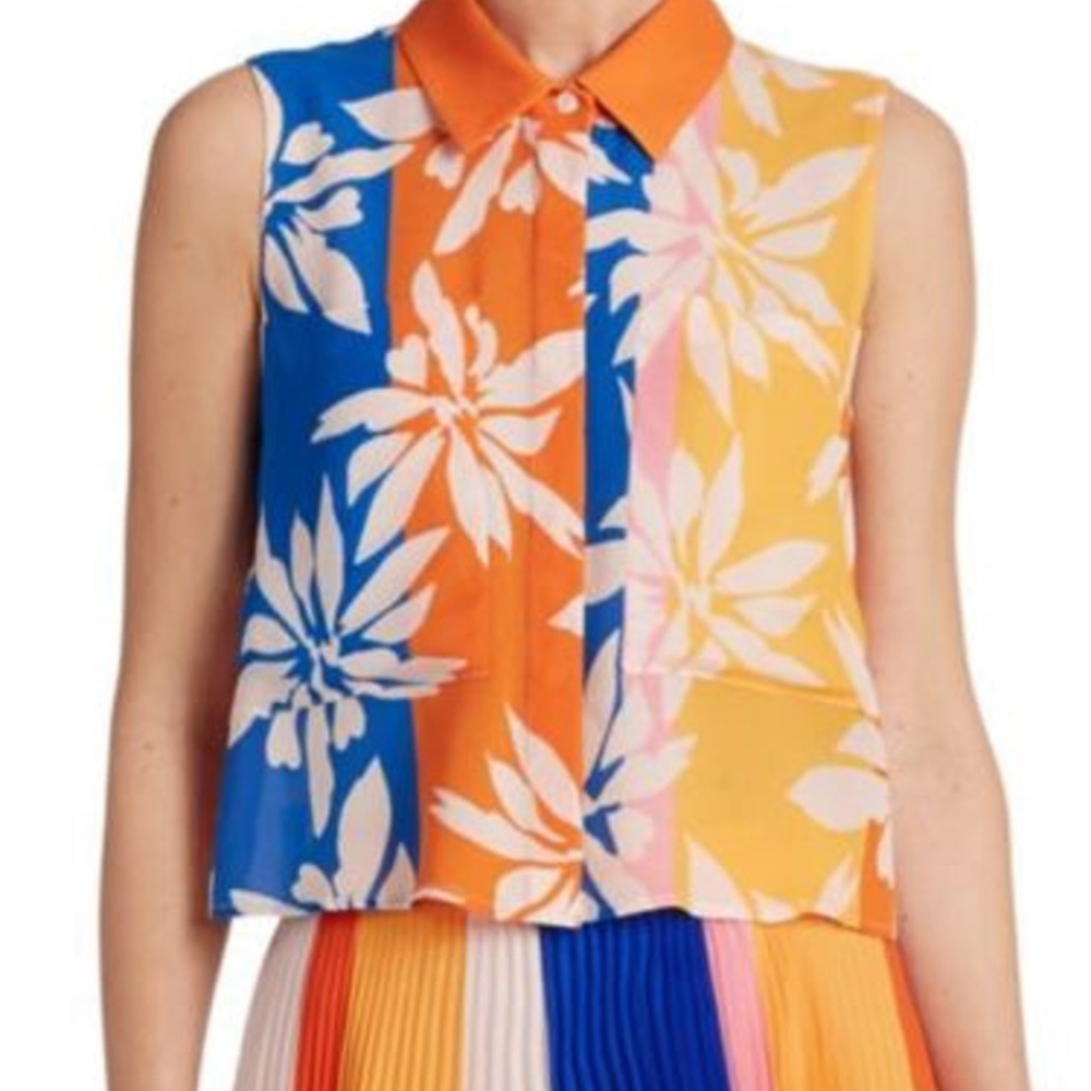 Elle Sasson 4 6 S Cisco Floral Silk Blouse